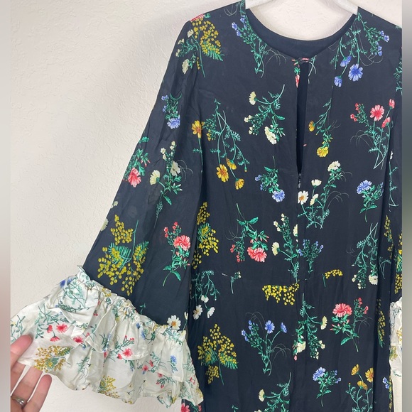 Queens of Archive Minnie Two Tone Tiered Floral Ruffle Sleeve Maxi Dress Size M - Picture 6 of 12